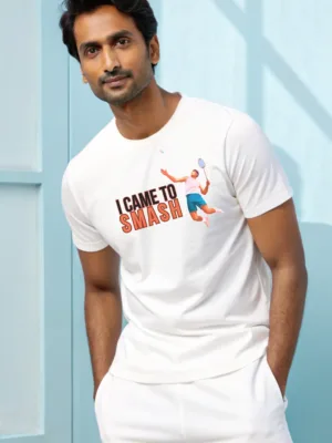 Men's White I came to Smash Badminton Tee
