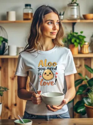 Women's White Aloo you need is Love Tshirt