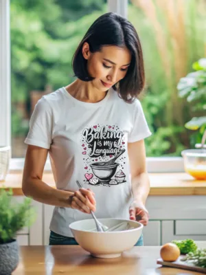 Women's White Baking is my Language Tshirt