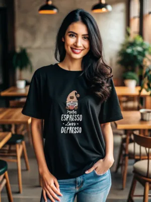 Women's Black Espresso Graphic Oversized Tshirt