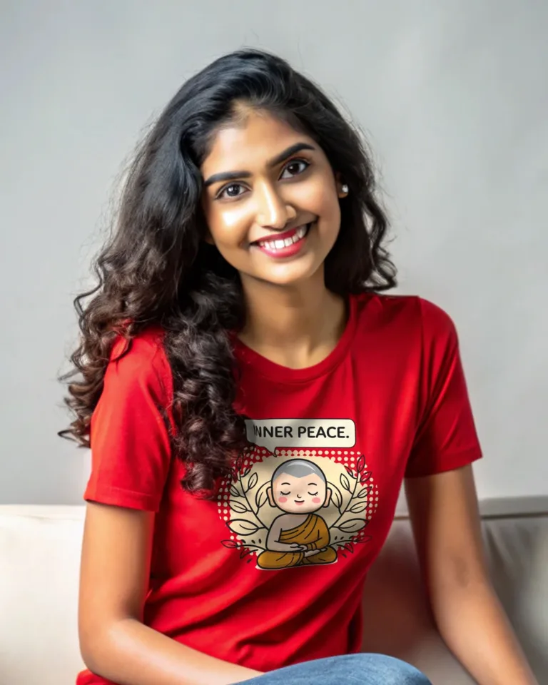 Women's Inner Peace Red Cotton Tee