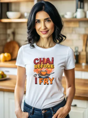 Women's White Chai Before I Fry Classic Tee