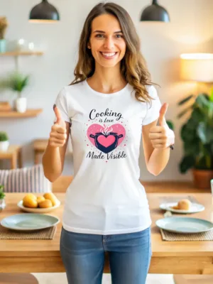 Women's White Cooking is Love Made Visible Tshirt