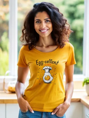 Women Yellow Egg-Cellent Graphic Tee