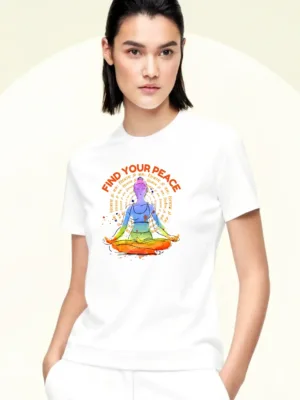 Women White Find Your Peace Cotton T-Shirt