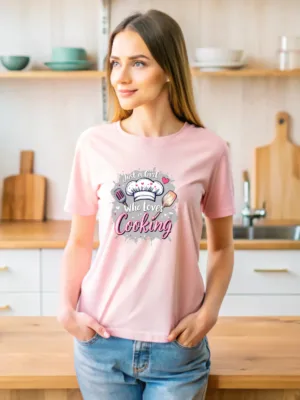 Women's Pink Just a Girl Who Loves Cooking Tee