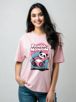 Women's Panda-nomium Graphic Oversized Tshirt