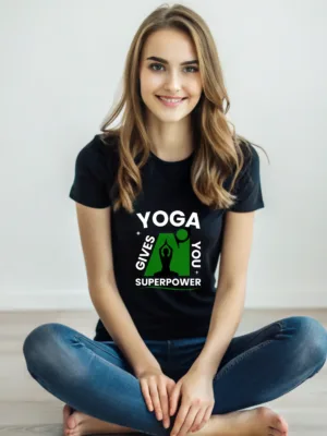 Women's Black Yoga Gives You Superpower Classic Tee