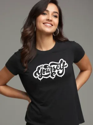Women Black Be Yourself Tshirt