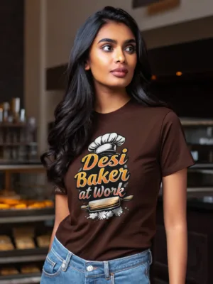 Women's Coffee Brown Desi Baker at Work Graphic Tee