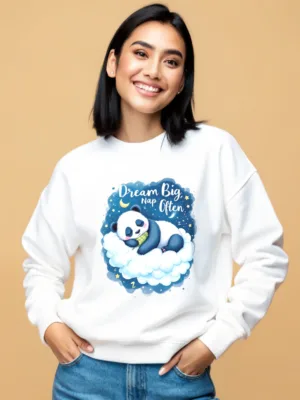 Unisex White Dream Big Nap Often Sweatshirt