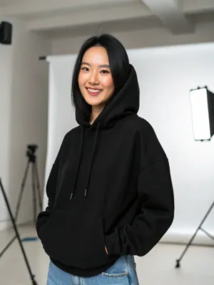 Unisex Black Hooded Sweatshirt