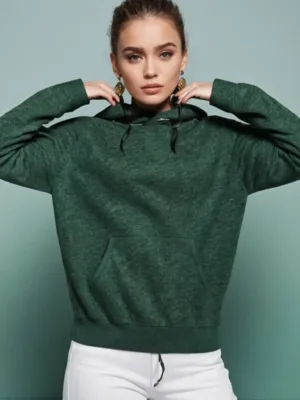 Unisex Bottle Green Acid Wash Hooded Sweatshirt