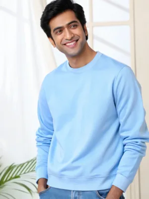 Unisex Baby Blue Plain Sweatshirt