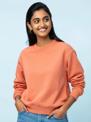 Unisex Coral Plain Sweatshirt