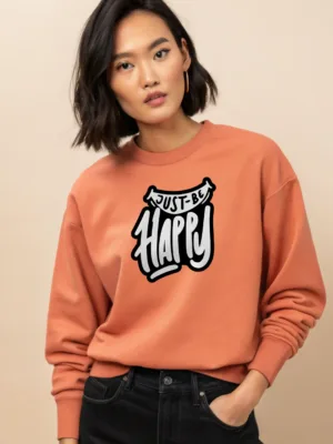 Unisex Coral Just Be Happy Sweatshirt