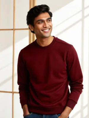 Unisex Maroon Plain Sweatshirt