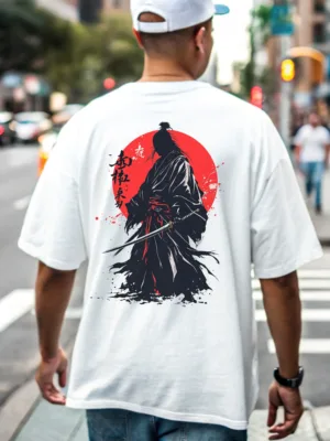 Unisex White Samurai Oversized Tshirt