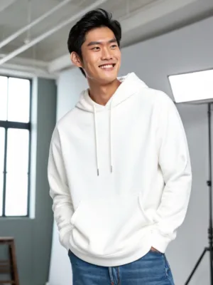 Unisex White Hooded Sweatshirt