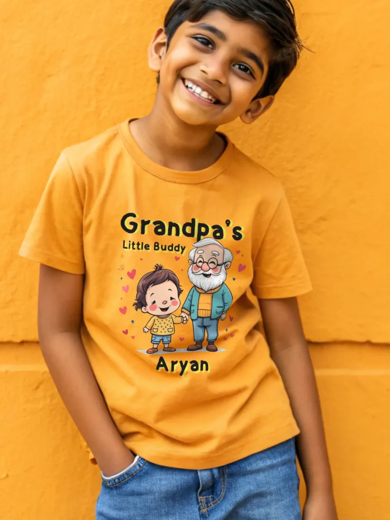 grandpa's little buddy custom name print tshirt