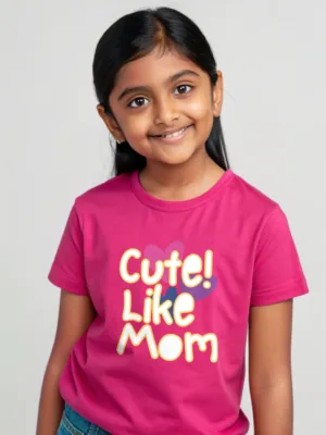 Girls Pink Cute Like Mom Tshirt