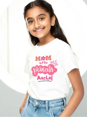 Girls White Mom Little Princess Personalized Tshirt