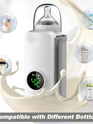 Feeding bottle warmer with USB-C charging cable and silicone strap