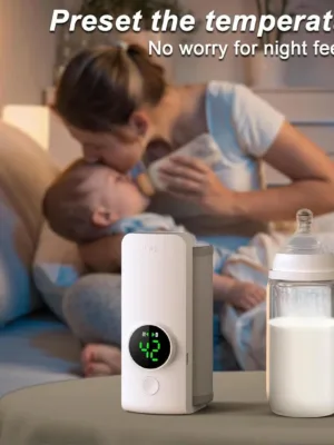 Baby bottle warmer attached to wide-neck bottle, ready for night feed