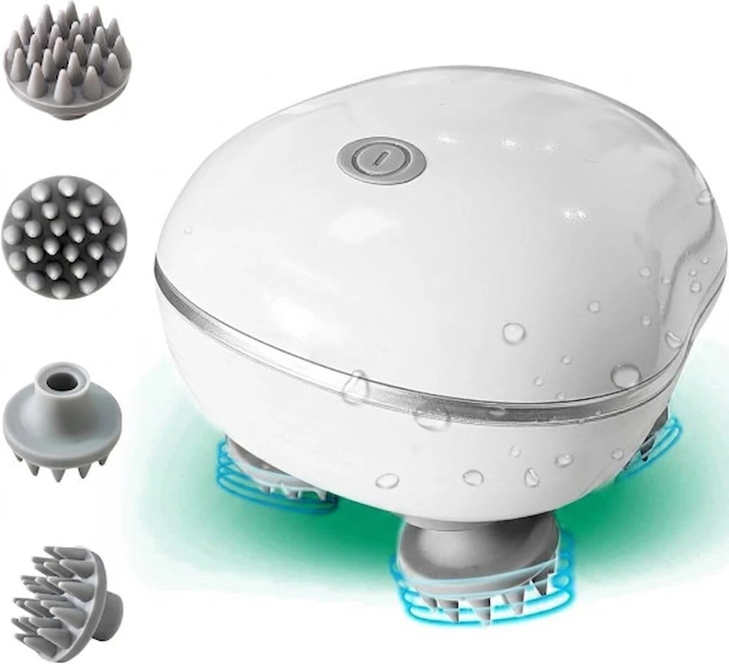Smart head scalp massager with 4 massage heads and 84 kneading nodes for hair growth