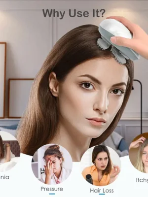 Red light therapy LED on smart head scalp massager for cell regeneration